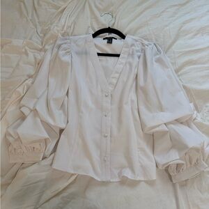 White Women's Blouse with Fun Sleeves